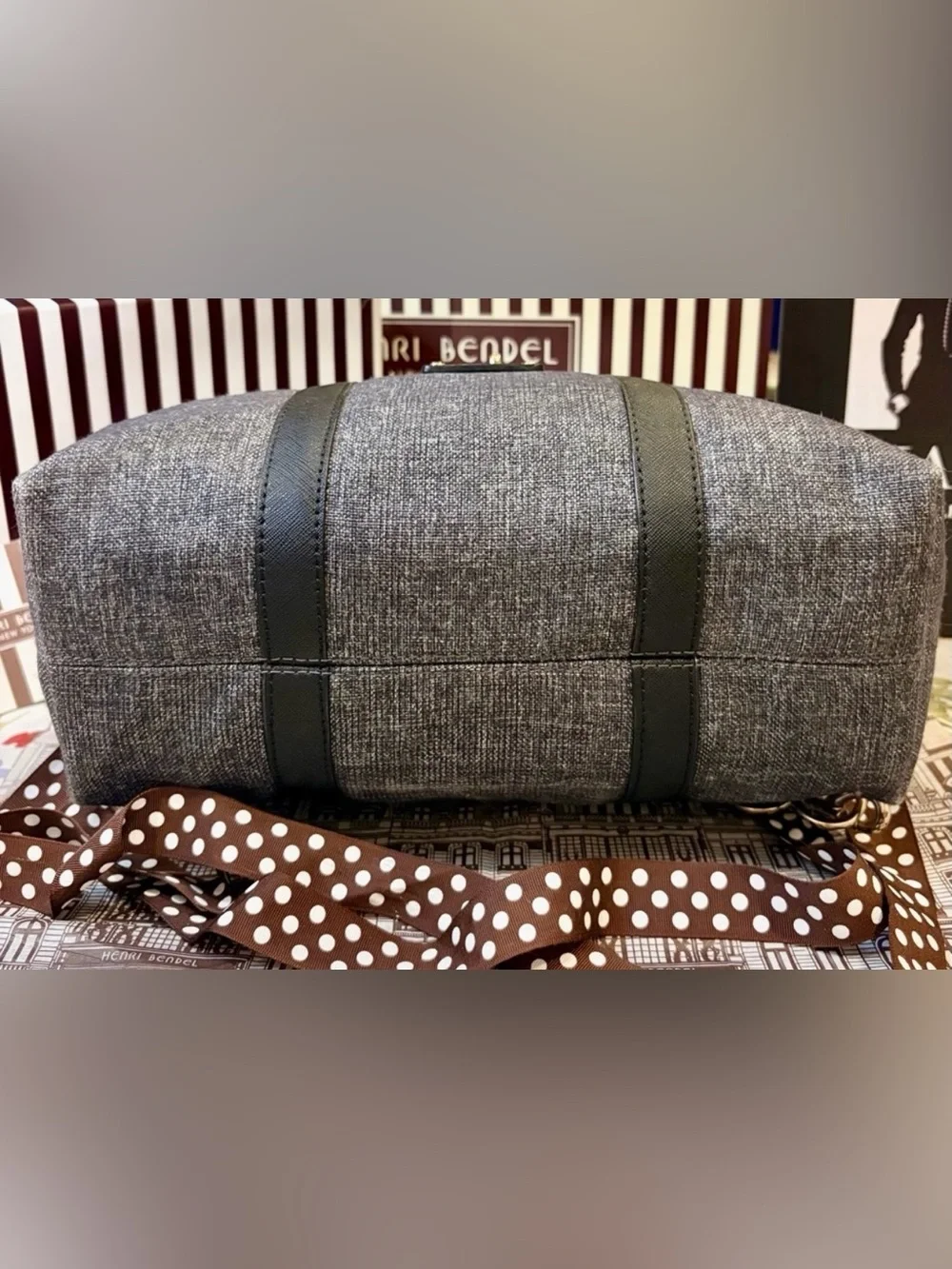 EUC!! HENRI BENDEL Jetsetter Convertible Backpack in Dark Gray & Black Leather